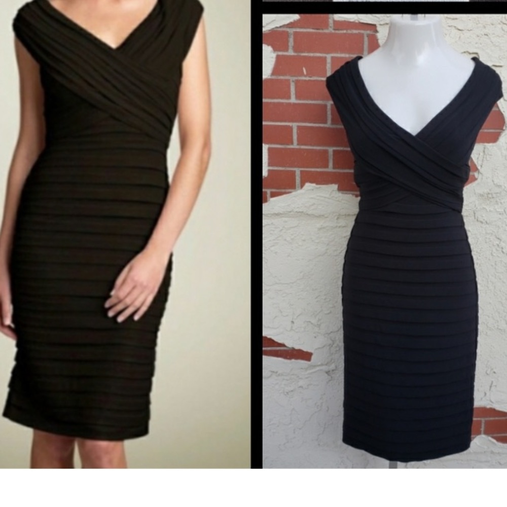 tadashi shoji tiered bodycon lbd draped mini dress